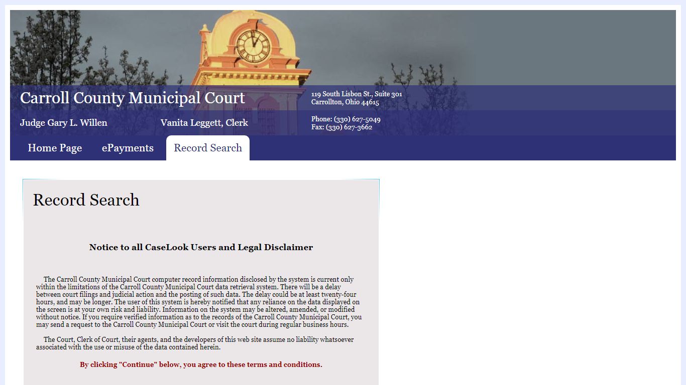 Carroll County Municipal Court - Record Search