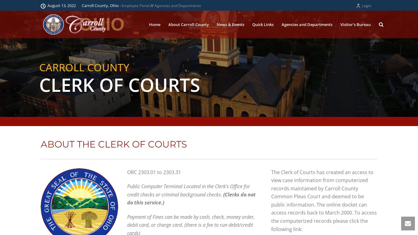 Clerk of Courts – Carroll County Ohio