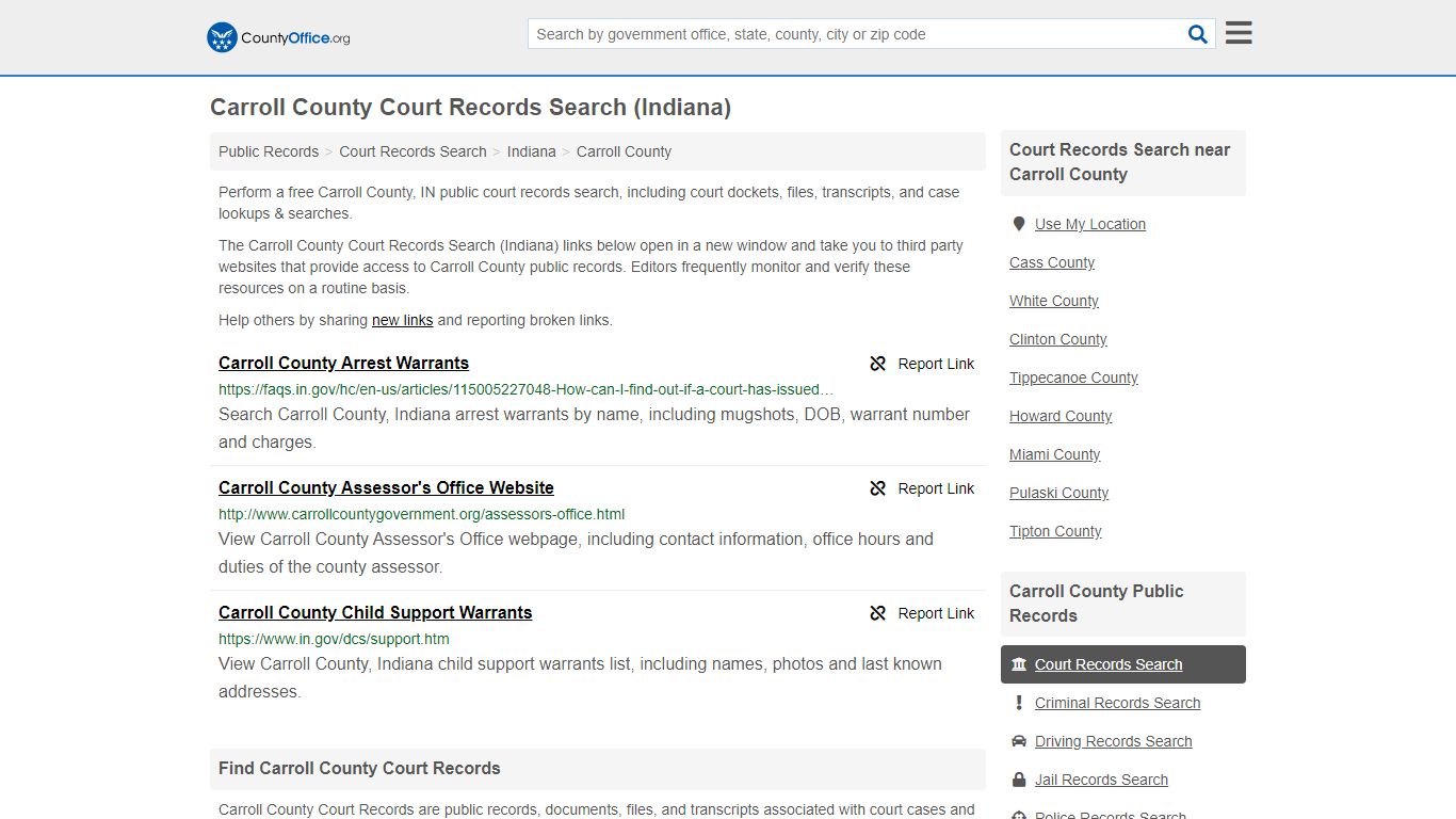Court Records Search - Carroll County, IN (Adoptions ...